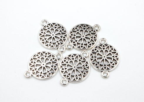 Filigree Connectors, 21mm x 14mm, Silver Connectors, Sold As 5 Pieces.